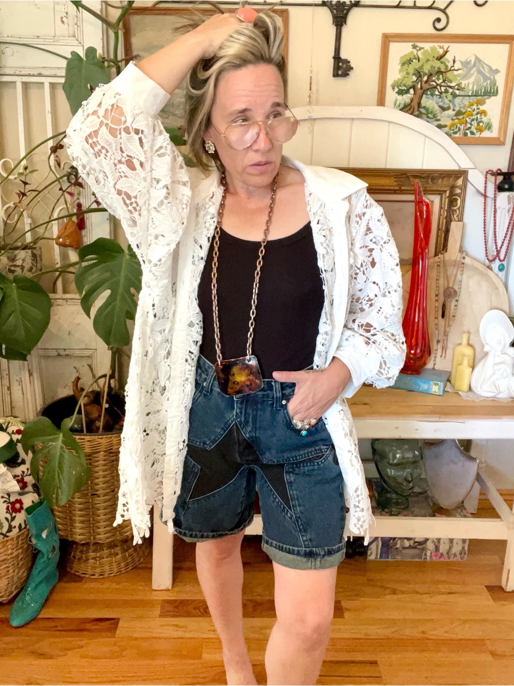Euro Vibe Two Tone Dark Was Star Denim Sorts Jorts Size Medium